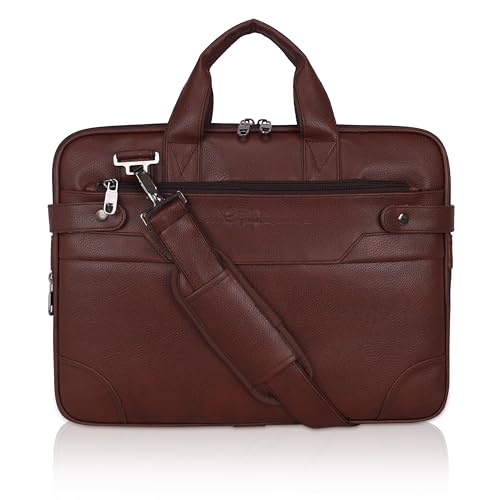 Image of EXIM Office Bag for Man 15.6 inch Vegan Leather Laptop bags Men Use Briefcase Messenger Premium Side Bags -Brown