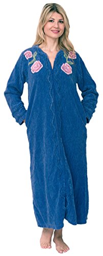 Bath & Robes Women's Full Length Chenille Robe Medium Smokey Blue