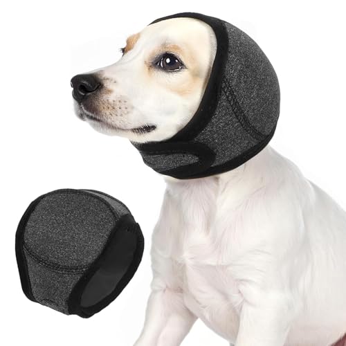 Ohrenschutz Hund, Geräuschreduzierung und Schutz Weiches Bequemes Verstellbare Haustiere Ohrenschützer, Hund Schwimmkappen für Angstlinderung Beruhigung (Grau/M)