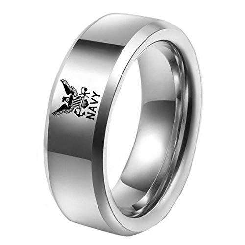 Jajafook 8mm titanium rings plain dome high polished usn navy mil…