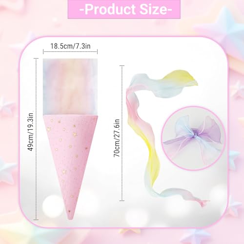 FMPXYYA Einschulung Geschenk Set 2 Stück Schultüte 49cm für Geschwister Jungen Mädchen Mini Zuckertüte Blau Rosa mit Schleife ideal für Schulanfang Einschulungsfeier