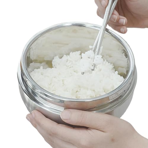 Wisylizv Fiambrera térmica con aislamiento térmico, recipiente para aperitivos de 2 capas, de acero inoxidable, 1 L, a prueba de fugas, con asa para mantener la comida caliente o fría