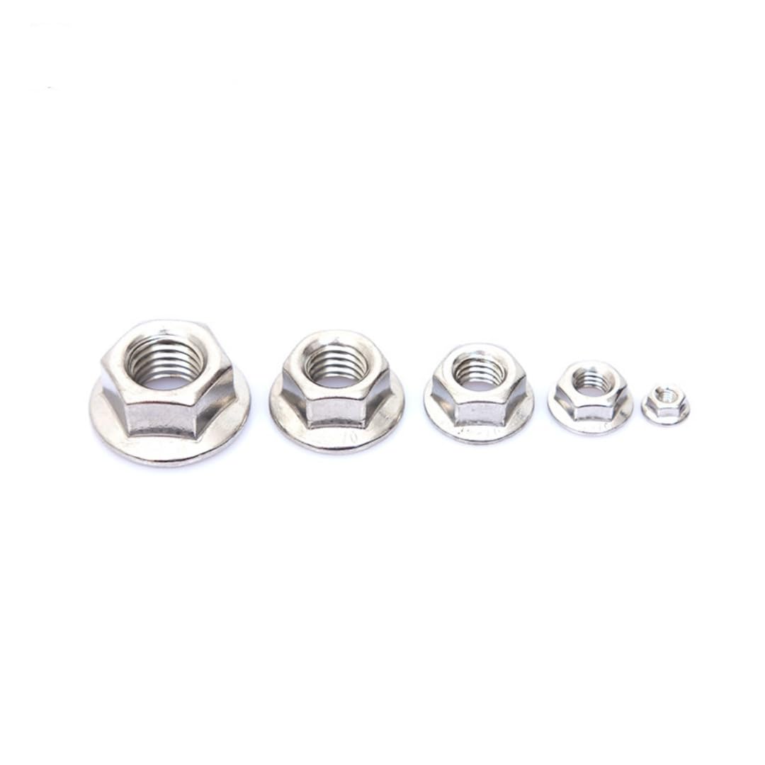 Dadi flangia esagonali seghettati in acciaio inox, set flangiato in nylon (10 pezzi M12)