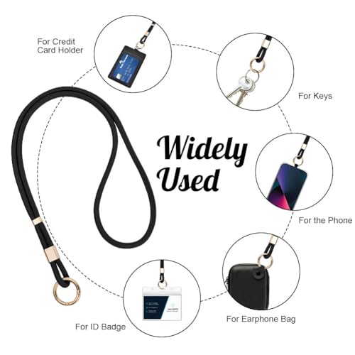 Flintronic Schlüsselband, Schlüsselbänder Umhängeband, Drehbarem Metallclip Abnehmbare Neck Lanyard Langes Handgelenk mit karabiner, Paracord Schlüsselanhänger Schlüssel Ausweise(Schwarz)