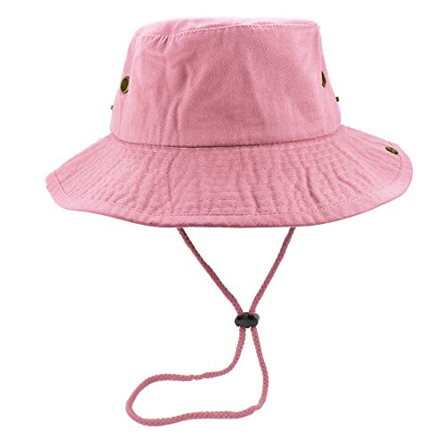 Gelante 100% Cotton Stone-Washed Adjustable Bucket Safari Boonie Sun Hats 1910-Pink-S/M #TOP1