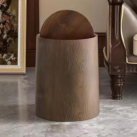 Walnut Brown Wood Grain Trash Can Cover