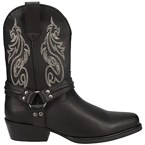 Dingo Mens Dragon Embroidered Round Toe Pull On Dress Boots Mid Calf - Black