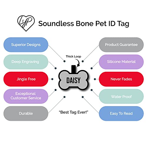 Lyp Soundless Bone Pet Id Tag - Love Your Pets Largest Line Of Silicone Dog Id Tags - No More Jingling Pet Tags -Durable - Never Fades – Personalized, Deep Engraved Silicone Dog Tag (1 Tag, Blue) #TOP3