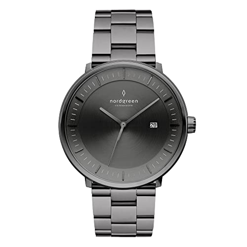 Image of Nordgreen Philosopher 3-Link Strap 40mm Gun Metal Brushed Metal Dial Watch