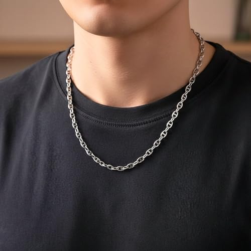 Image of THE MEN THING Chain for Men, Luxury Pure Titanium Steel Chain | Silver Stainless Steel Chain | Necklace Jewellery for Men & Boys