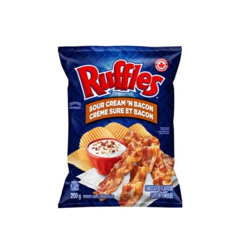 Ruffles Sour Cream And Bacon Potato Chips, 200G/7Oz (Pack Of 4) Shipped From Canada #TOP1