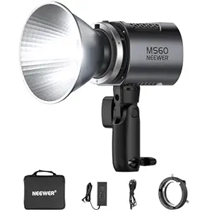 NEEWER MS60 LED Video Light with 2.4G/App Control, 65W 5600K Mini Lighting COB Spotlight Lamp Continuous Photo Studio, 40000lux/1m CRI 97+/TLCI 98+,9 Scene, 0-100% PWM Dimming, Bowens Mount