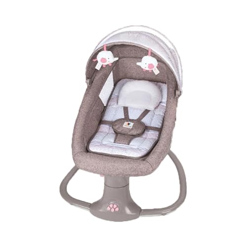 Sianldcone Eléctrico Bluetooth Inteligente Cuna Mecedora, Cuna Colecho Bebe, Plegable Convertible Cunas Bebe Next to me con Colchon, Música, 5 Engranajes de Balanceo, Control Remoto (HR00 Pink)