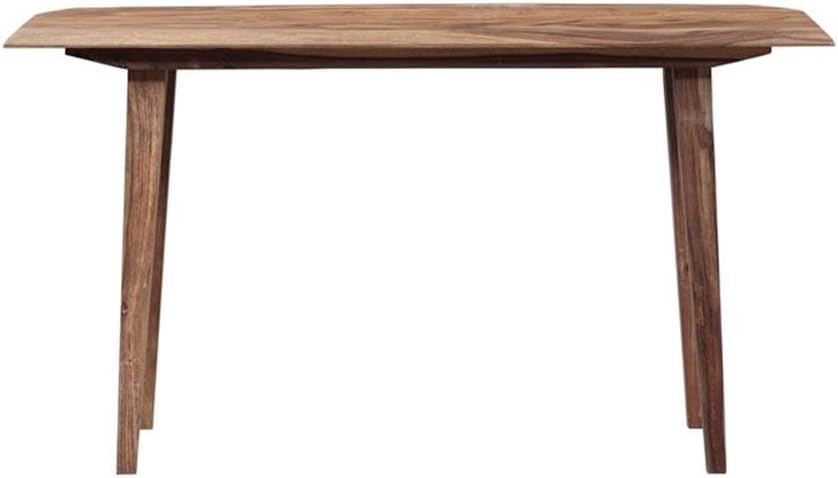 Pemberly Row Solid Sheesham Wood Console Table, 54" W x 16" D x 30" H, Natural Finish, Handmade Mid Century Modern Design, Tapered Edges, One-of-a-Kind Exotic Grain, Living Room or Entryway Furniture