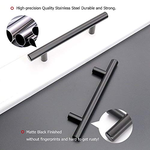 Image of homdiy 3.5 inch Cabinet Handles Black Drawer Pulls - HD201BK Modern Cabinet Pulls Cabinet Hardware for Kitchen Cabinets, 10 Pack Stainless Steel Cupboard Handles