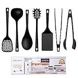 CIPOXPAT Set Utensili Cucina Professionali Made in Italy in Nylon 6.6 Set Mestoli da Cucina da 7pz Antigraffio Antiaderente e Resistente al Calore Fino a 220° Lavabili in Lavastoviglie
