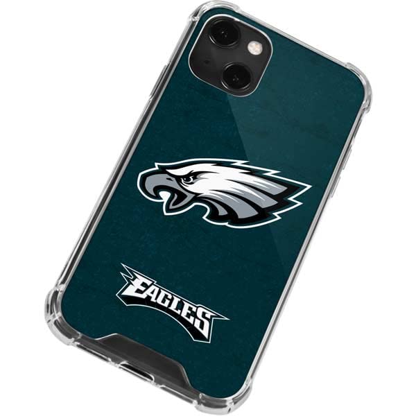 Skinit Clear Phone Case Compatible with iPhone 13 Mini - Officially Licensed NFL Philadelphia Eagles Distressed Design