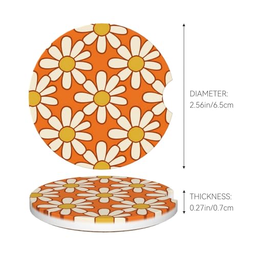 2 Pack Portavasos Vintage Daisies Naranja Cerámica miniatura 5