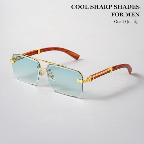 Image of Gleyemor Mens Sunglasses Fashion Rimless Rectangle Sunglasses Square Frameless Sunglasses for Men