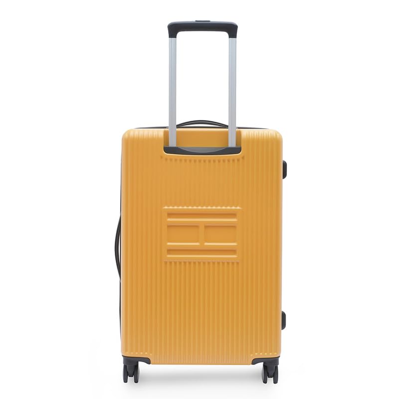 Image of Tommy Hilfiger Polyester Trolley, Yellow, Empire Plus, 63L | Big Suitcase for Travel, Hard 360 Degree Luggage, Medium Check-in
