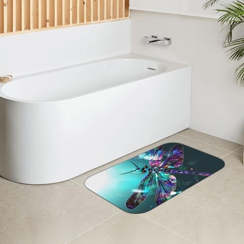 Tapis de bain antidérapant absorbant 80x50 motif libellule