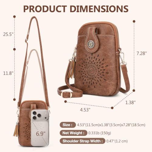Image of APHISON Small Crossbody Bags for Women, Lightweight Vegan Leather Cell Phone Purse, Cute Purses with Tassels