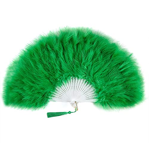 SHTGOI Feather Fan, Vintage Foldable Hand Fan with Tassels, Elegant Dance Hand Fan, Women's Feather Fan