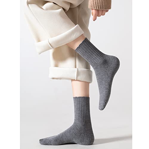 Image of PADFOM Women Thin Cashmere Socks, Soft Socks Women Above Crew Socks 5 Pairs Size 5-9