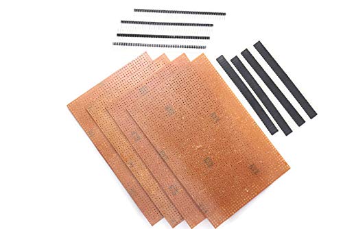 Electronic Spices General Purpose Printed Circuit Board, 4 Pieces + Female Berg Strip, 4 Pieces + Male Berg Strip, 4 Pieces