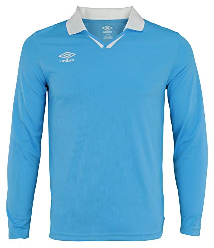 Umbro Mens Johnney Collar Ls Jersey Sky Blue/White Size XXL