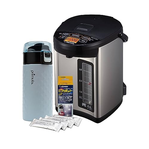 Zojirushi Water Boiler And Warmer 4.0-liter (Black) With Energy Saving Timer and Easy To Clean Non-Stick Stainless Steel Interior Bundle with Container Cleaner Pots (4 Pack) and Tumbler (3 Items)