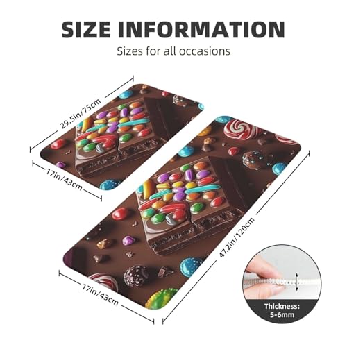 Tapetes de cocina acolchados Candy And Chocolate, lavables y antideslizantes, 43x119 y 43x76 cm 4