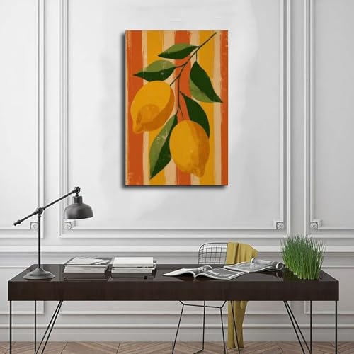Tableau citron vintage grand format pour réchauffer un salon - 3
