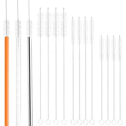 Straw Cleaner Brushes Sets, 12 Pieces 3 Size Including 7.87/9.05/10.23 Inch Straw Brush Cleaner and Metal Straw Cleaner for Sippy Cup, Tumbler, Water Bottle, Drinking Straw Cover