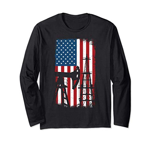 American flag oilfield roughneck - oil rig worker gift Long Sleeve T-Shirt
