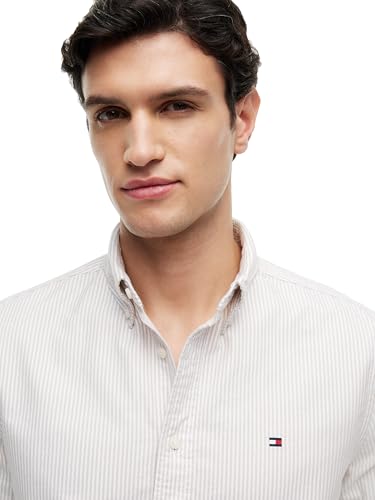 Image of Tommy Hilfiger Men's Long Sleeve Oxford Shirts in Regular Fit, Men's Button Down Shirts, Also Available in Big and Tall