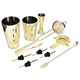 【Diseño dorado imitado】 El diseño dorado imitado hace de este kit de coctelera un regalo ideal para cualquier barman profesional o amante de los cócteles.
