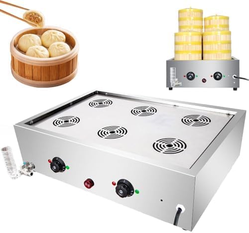 Commercial Electric Bun Steamer with Anti-Dry Alarm & Temperature Control - 2-Hole, Perfect for Home, Buffet & Restaurant Use, Keeps Buns Fresh & Warm