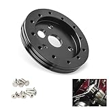 icykale 1 PC Car Steering Wheel Base Connector Conversion Spacer, 6 Hole to 3 Hole Round Metal Steering Wheel Quick Release Boss Kit, Universal Vehicle Steering Wheel Conversion Repair Tool (Black)