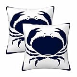 Orythyra Nautical Crab 18 X 18 Pillow Covers Crawl Crustacean Ocean Seafood Marine Sea Set of 2 Pillow Cases Square Velvet Outdoor Pillowcases Decorative for Home Bed Sofa Couch Hotel