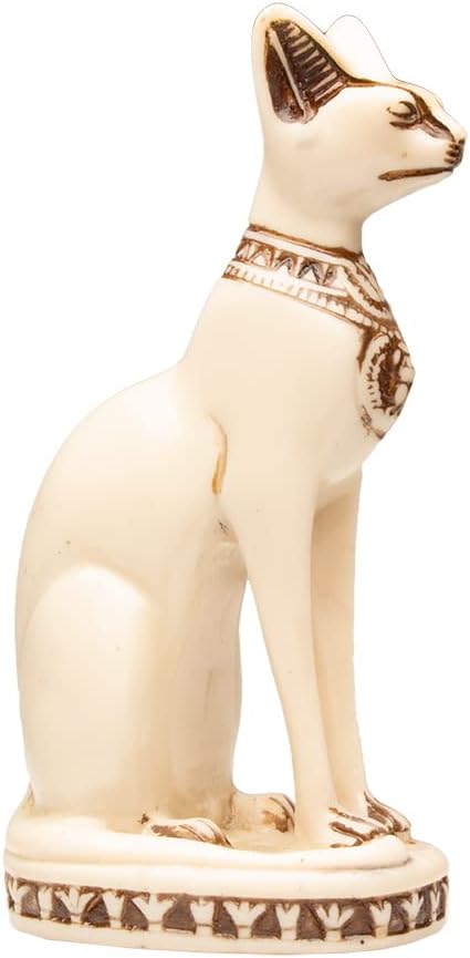 Discoveries Egyptian Imports Bastet Cat Goddess Statue - White - 5.5" Tall - Made in Egypt