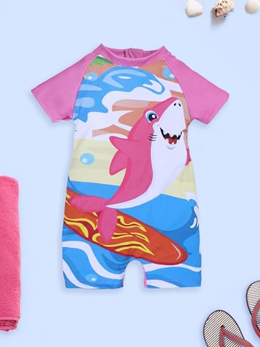 Image of KiddoPanti Boys & Girls Half Sleeve Mid Thigh Length Swim Suit