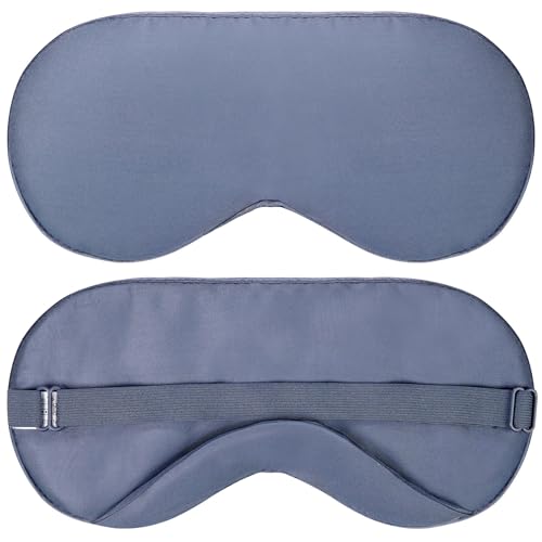 Vegane Seide – Schlafmaske – Marinegrau, 100% Viskose aus Bambus – Leichte Augenmaske mit verstellbarem Band – Verdunkelnde Schlafmaske für...