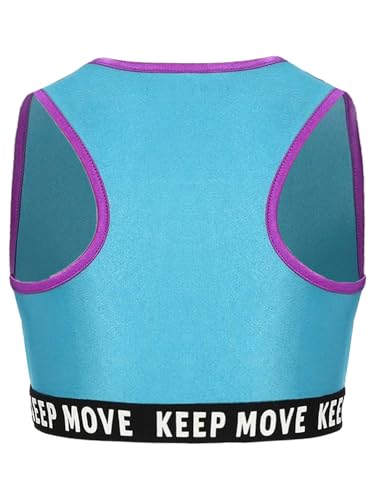 Kids Girls Swim Crop Top Sleeveless Racer Back Elastic Bottoms Sports Bra Athletic Dance Shirts2
