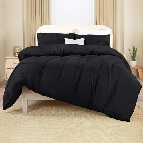 Utopia Bedding Double Duvet Cover Set – Duvet Cover with Ruched Hem Pillow Cases – Soft Microfiber Polyester – Decorative Duvet Set (Black) - Cosy Home Interiors Utopia Bedding Double Duvet Cover Set – Duvet Cover with Ruched Hem Pillow Cases – Soft Microfiber Polyester – Decorative Duvet Set (Black) - Image 4