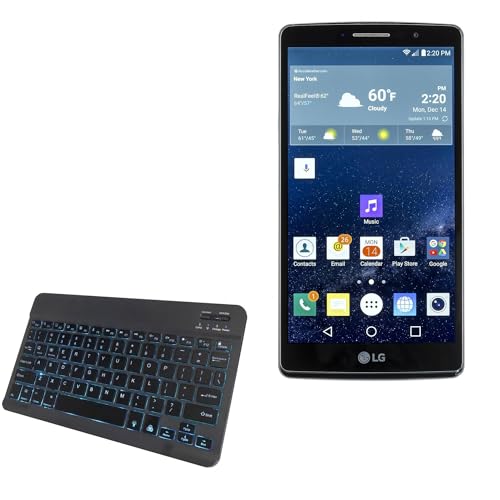 BoxWave Keyboard Compatible with LG G Vista 2 - SlimKeys Bluetooth Keyboard - with Backlight, Portable Slim LED 7 Colors - Jet Black