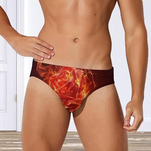 Burning Red Rose Novelty Men's Brief Swimwear Pants Swimming Trunks Beach Shorts Underwear4