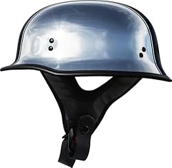 Highway 21 Motorcycle 9mm Half Helmet (German Style) (Chrome, Large) Highway 21 Motorcycle 9mm Half Helmet (German Style) (Chrome, Large)