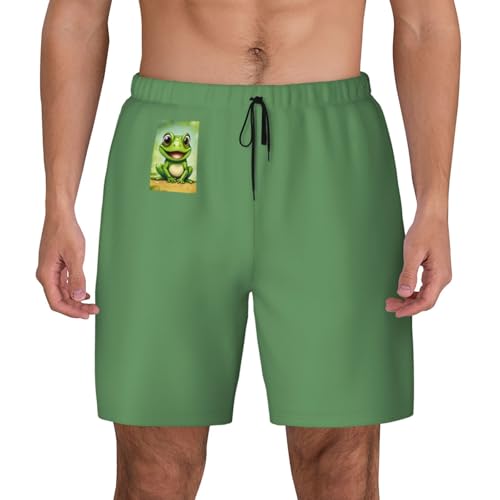 Ropa de playa para hombre con divertido estampado de rana verde