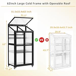 Polibi Wooden Greenhouse, Cold Frame Portable Greenhouse with Wheels and Adjustable Shelves for Indoor Outdoor Patio Balcony Garden, 31.5" Lx22.4 Wx62 H, Black Polibi Wooden Greenhouse Cold Frame Portable Greenhouse with Wheels and Adjustable Shelves for Indoor Outdoor Patio Balcony Garden 315 Lx224 Wx62 H Black